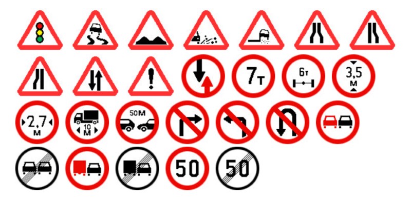перечень дорожных знаков, которые могут быть использованы в качестве временных обозначений